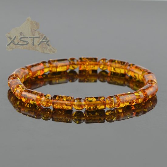Cognac Amber bracelet for men 21 cm